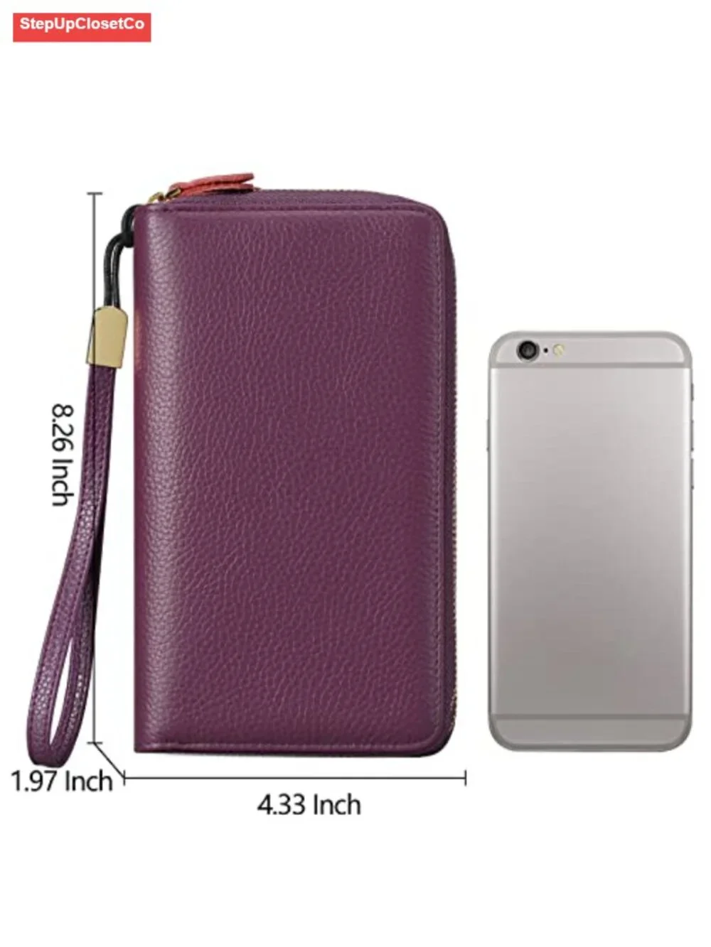 Vegan Leather RFID Blocking Wallet Wristlet Large Capacity Zipper Around Phone